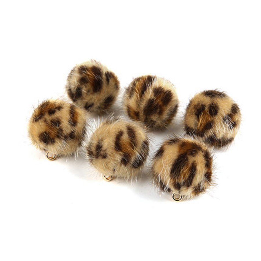

15mm Faux Fur Leopard Pom pom DIY Plush Ball Earring Elegant Pendant Pompoms Balls for Bags Hair Scarves DIY Craft
