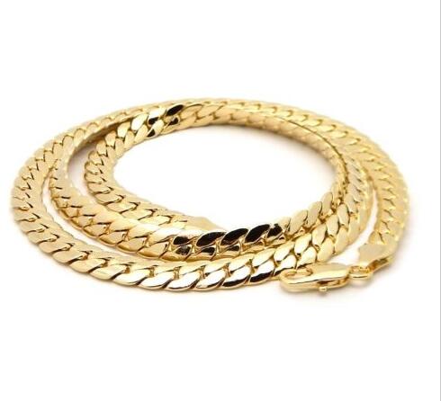 

Mens Miami Cuban link Chain 8mm 14k Gold Plated 24", Silver