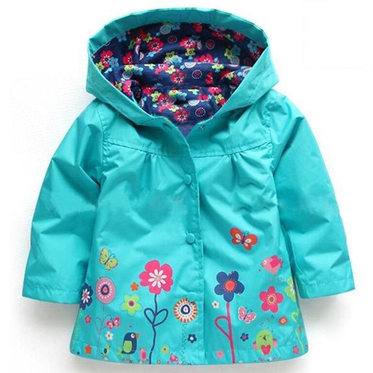 New Boys Coat Autumn Spring Toddler Hooded Flower Pattern Waterproof Raincoat Children Casual Outwear Kids Clothing UqdVR