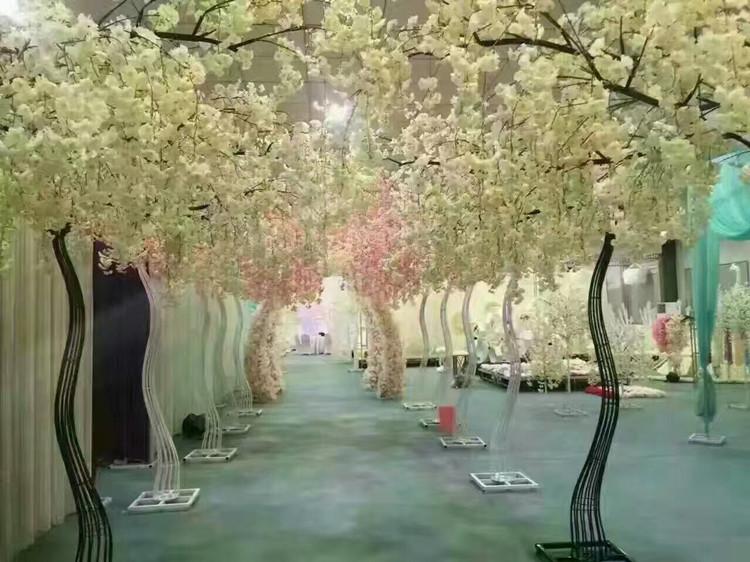 

2.6M height white Artificial Cherry Blossom Tree road lead Simulation Cherry Flower with Iron Arch Frame For Wedding party Props