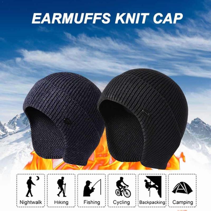

Men Winter Windproof Cycling Cap Thermal Fleece Running Skiing Motocycle Riding Knitted Hat Women MTB Bike Cycling Headwear, Blue