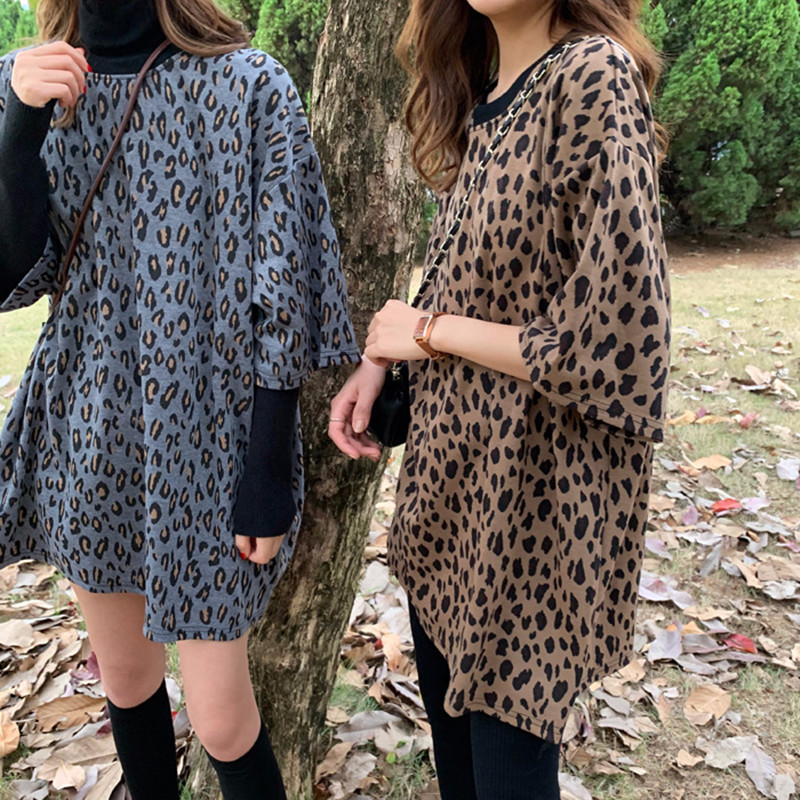 

Plus Size Ladies T-shirt Trendy Hip-Hop OVERSIZE Leopard Trade Short-Sleeved Female TEES Wild Student Short Sleeved Women, Blue