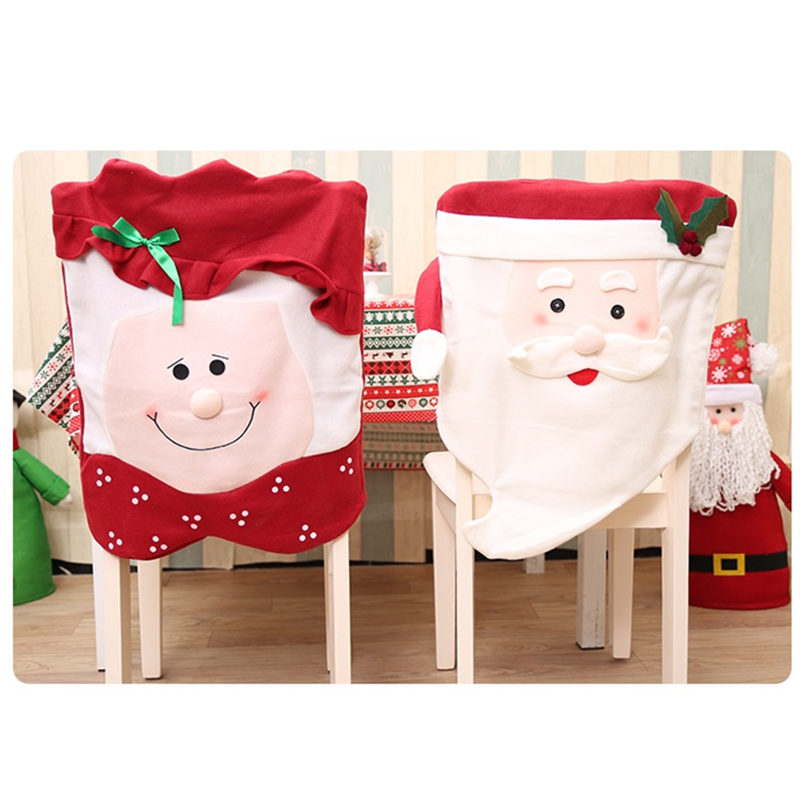 

Santa Claus Flannelette Chair Cover for Dining Chair Back Christmas Decorations Christmas Chair Decorative Case Home Decor
