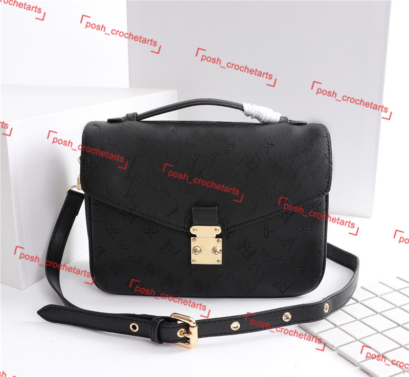 

Leather Shoulder Bag for Women Genuine Leather Pochette Metis For Women's Handbag Purses Classic Purses for Women Comes with box, Coated canvas flower