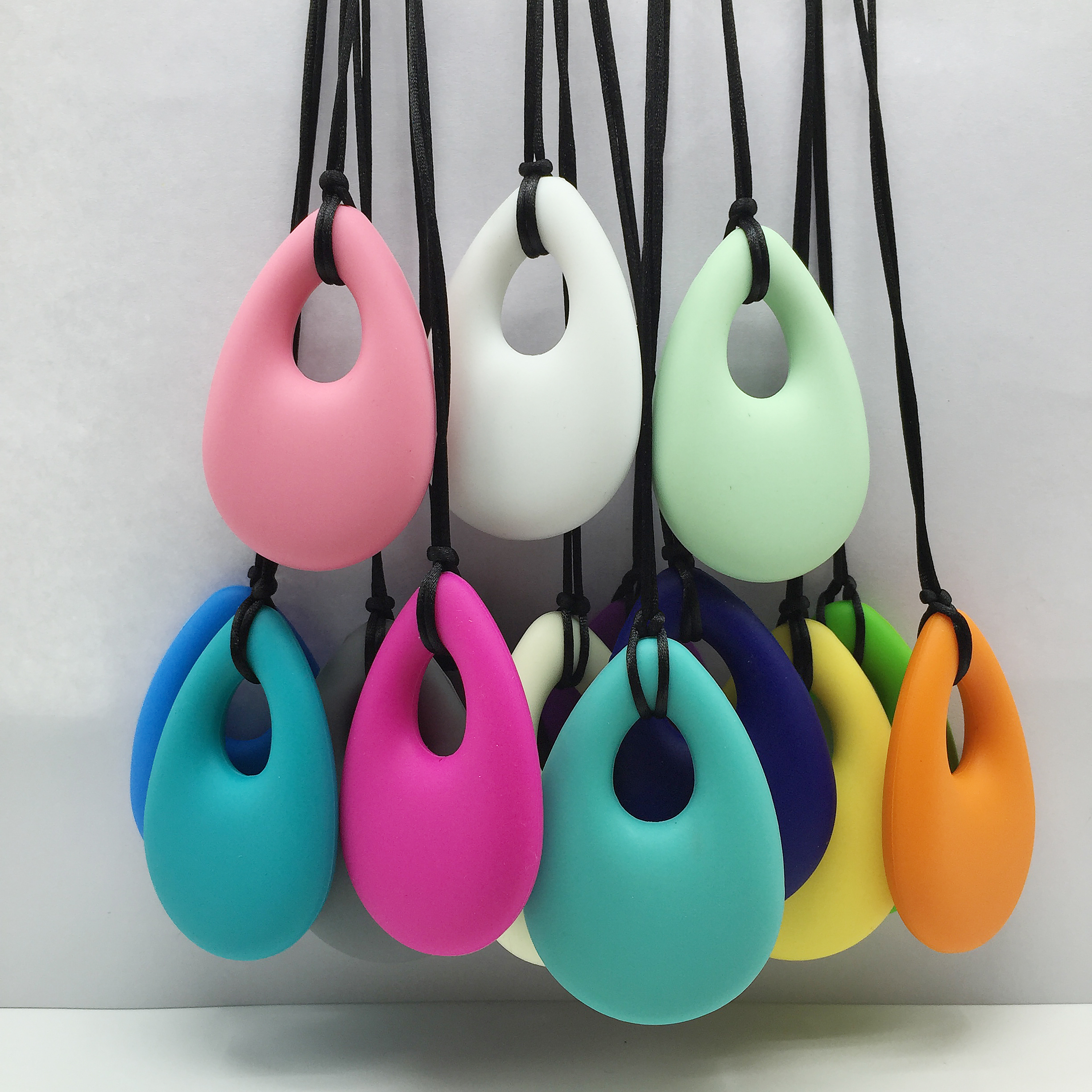 Teardrop Pendant Baby Molars Necklace Soft Silicone Teether Chew For Infant