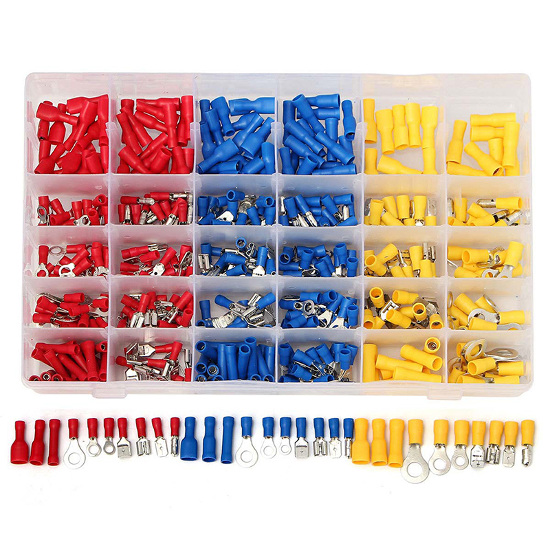 

Electrical Wiring Crimp Connectors, 480pcs Insulated Electrical Connectors Set Includes Ring Bullet Spade Butt Splice and Piggy Back