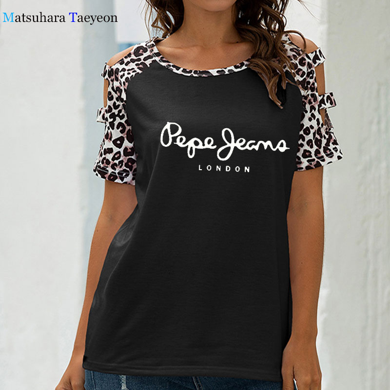 

New Leopard Women T Shirt Print Letter T-shirt Casual White Black Short Sleeve Cotton Tops Summer tshirt clothing plus size