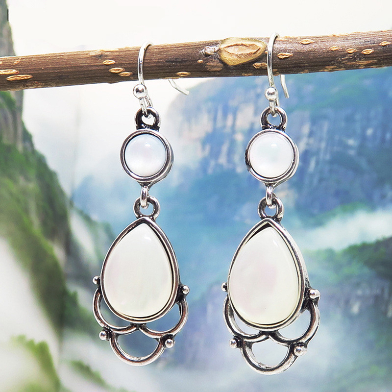 

Dangle & Chandelier Sell Silver Color Jewelry Rainbow Moonstone Crystal Earrings For Women Water Drop Fashion Trendy