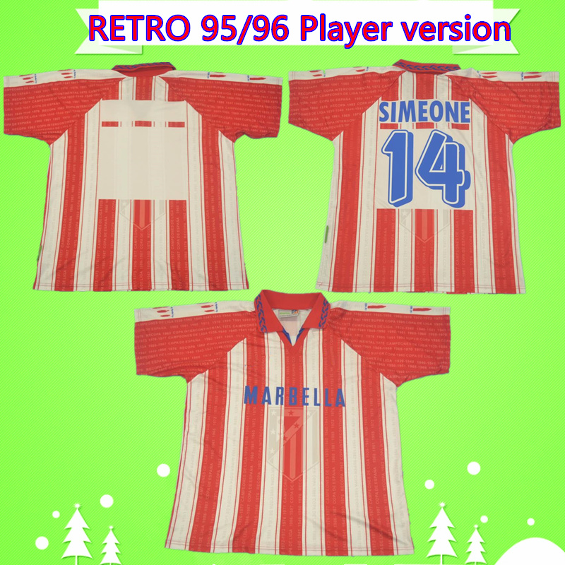 

Player version 1995 1996 Retro Soccer Jerseys HOME CAMINERO BIAGINI PENEV VIZCAINO 95 96 vintage Camiseta de futbol SIMEONE football shirt, Retro 95/96 player version