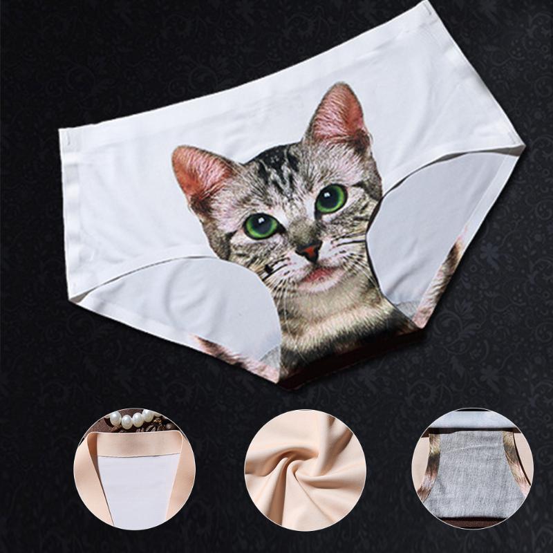 

3D Printing Women's Pussycat Panties Anti Emptied Cat Printing Underwear Women Panty Sexy Briefs Women Seamless Control Girls, Black