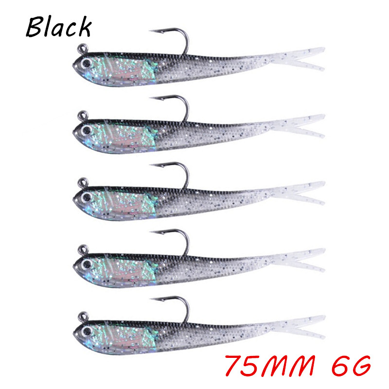 

10pcs/lot 3D Eyes Jigs Hook Fishing Hooks Black 75mm 6g Fishing Lure Soft Baits & Lures WA_29