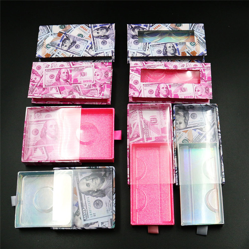 DHL New Design Mink Eyelashes Box False Eyelashes Packaging Empty Lash Case Custom Logo Eyelash Box without Eyelashes Money Packing Lash Box-image-565762676