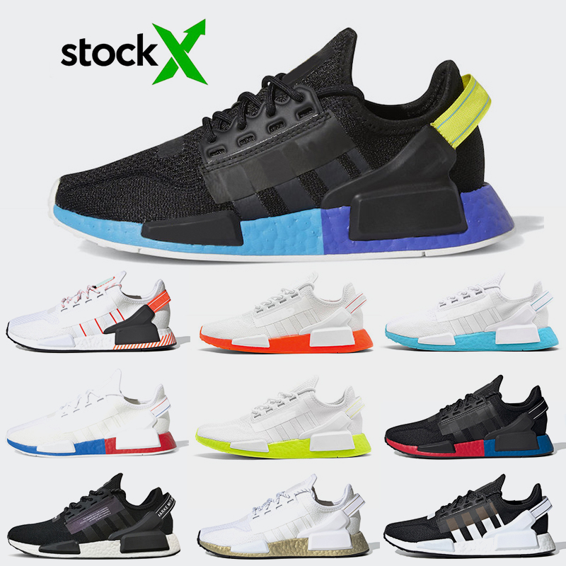 Adidas NMD R1 BLACK with Orange Custom Laces Bump