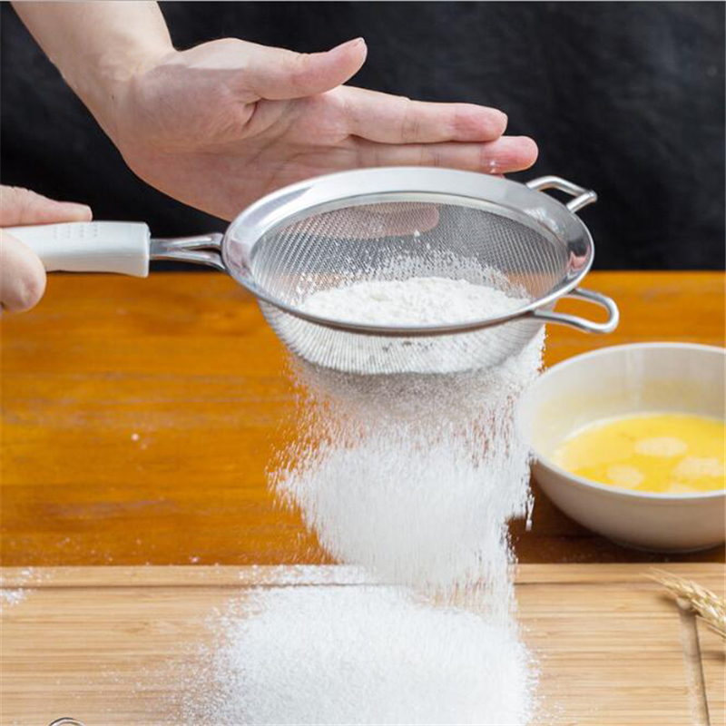 

Durable Flour Sieve Oil Strainer Colander Handheld Flour Sifters Cooking Baking Sugar Shaker Oil Drain Sieve Stainless Steel