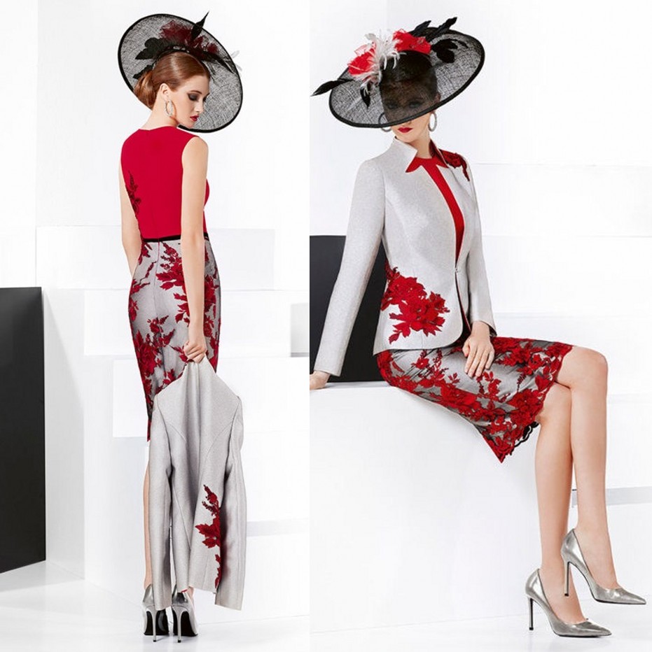 

Chic Sheath Lace Mother Of The Bride Dresses Jewel Neck With Long Sleeves Jackets Evening Gowns Knee Length Plus Size Wedding Guest Dress