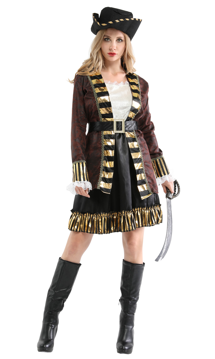 Camicia PIRATA spalla libero Bianco Pirata Costume per donna