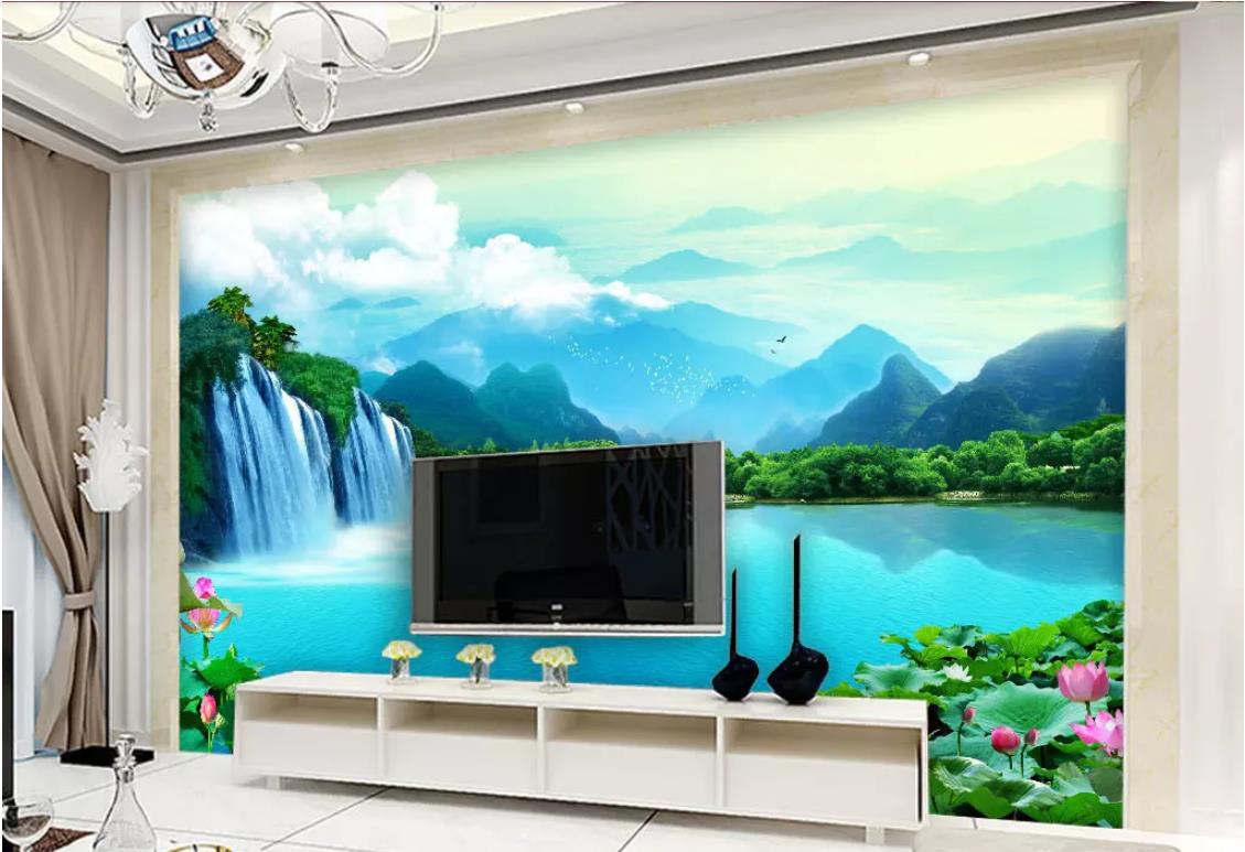 

Papel de parede Custom 3d photo murals wall paper Mountain clear water scenery art living room TV sofa background wall sticker, Custom any size
