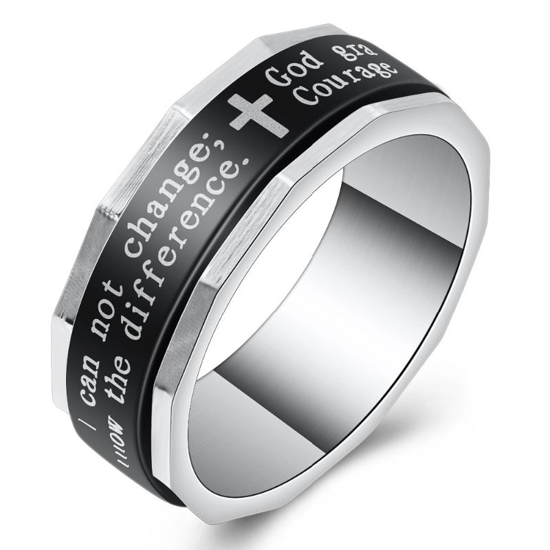 

Fashion Jewelry Finger Rings Black Stainless Steel Cross Men Ring Jesus Holy Bible Religion Jewelry Gift for Man