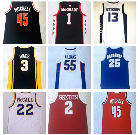 

2019 new Basketball Jerseys,men 1 MCGRADY 22 MCCALL 13 ANTETOKOUNMPO 2 SEXTON 55 WILLIAMS 45 MITCHELL 3 WADE 25 HARDAWAY Basketball Wears
