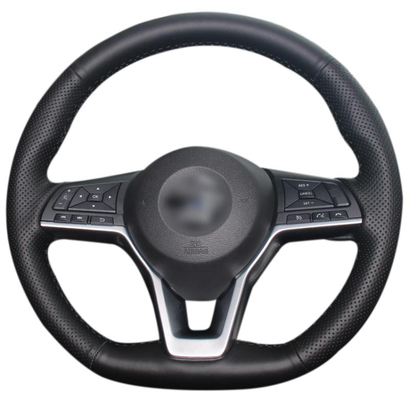 

Black Genuine Leather Car Steering Wheel Cover for X-Trail Qashqai 2018 Rogue (Sport) 2017-2019 Leaf 2018-2019 Kicks