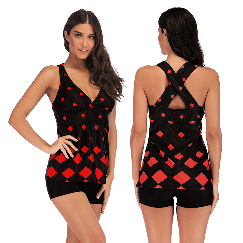 

Women' swimsuit plus size sexy split swimsuit push high bra high waist bikini print girl swimwear biquinis two-piece, 19031-2