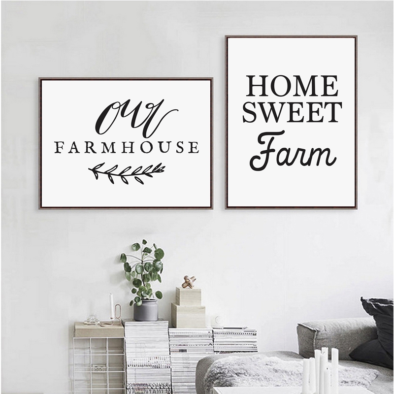 

Home Sweet Farm Calligraphy Canvas Art Print , Our Farmhouse Art Print Canvas Painting Country Farm Kitchen Decor
