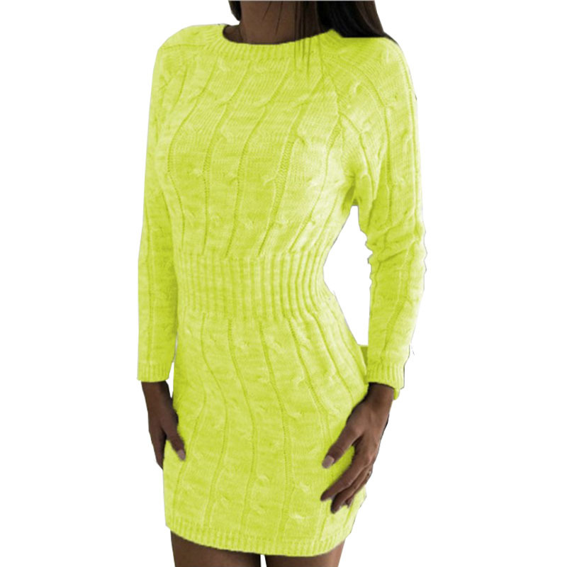 

HEE GRAND Women Knitted Dress Sheath Tight Pull Femme Robe Sueter Vestido Mujer Invierno 2019 Thick Twist Sweater Dress WZQ301, Gray