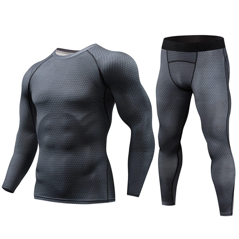

2017 Fitness Tight Sport Suit Men Long Sleeve Shirt +Pant Men's Running Set Compression Gym Clothing Quick Dry Men's Sportswear