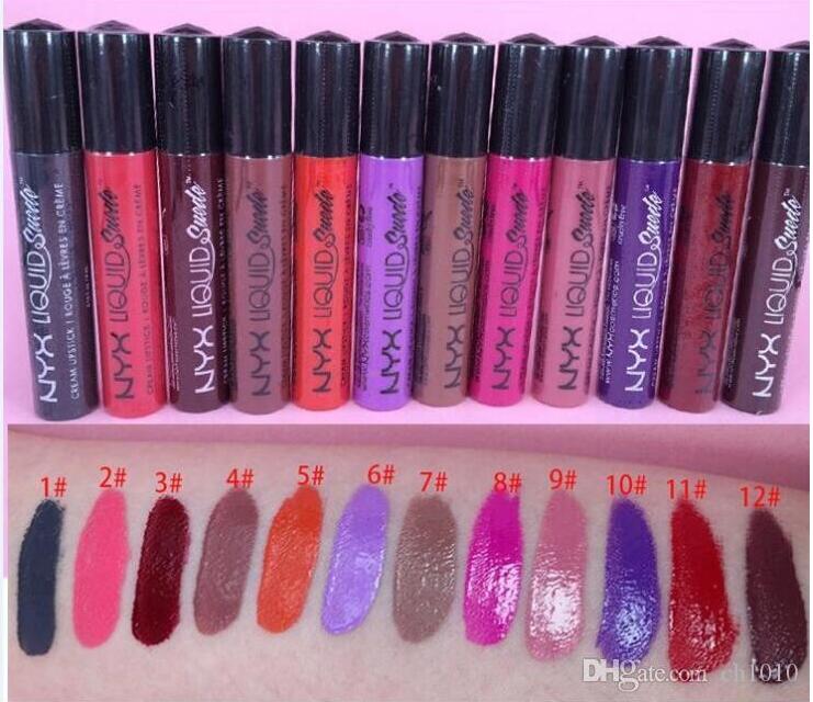 

2018 0.13fl.oz/4mL 12 colors NYX Lip Lipstick Liquid Matte Lip Gloss Long-lasting Makeup Lipsticks Lip Gloss, Mixed color