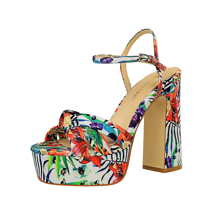 

Sandals 2020 new high-heeled shoes summer thick heeled sandals women waterproof platform skirt thick bottom national style, Black