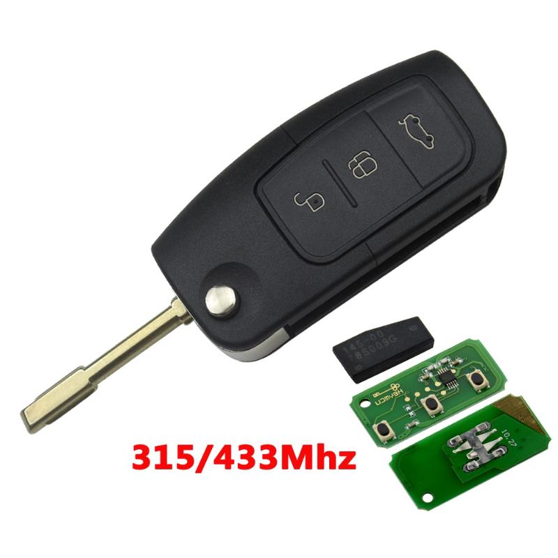 

315/433MHz Exchange 3 Buttons Remote Flip Car Key For For d Focus Fusion Mon deo Festiva with 4D60 Transponder Chip