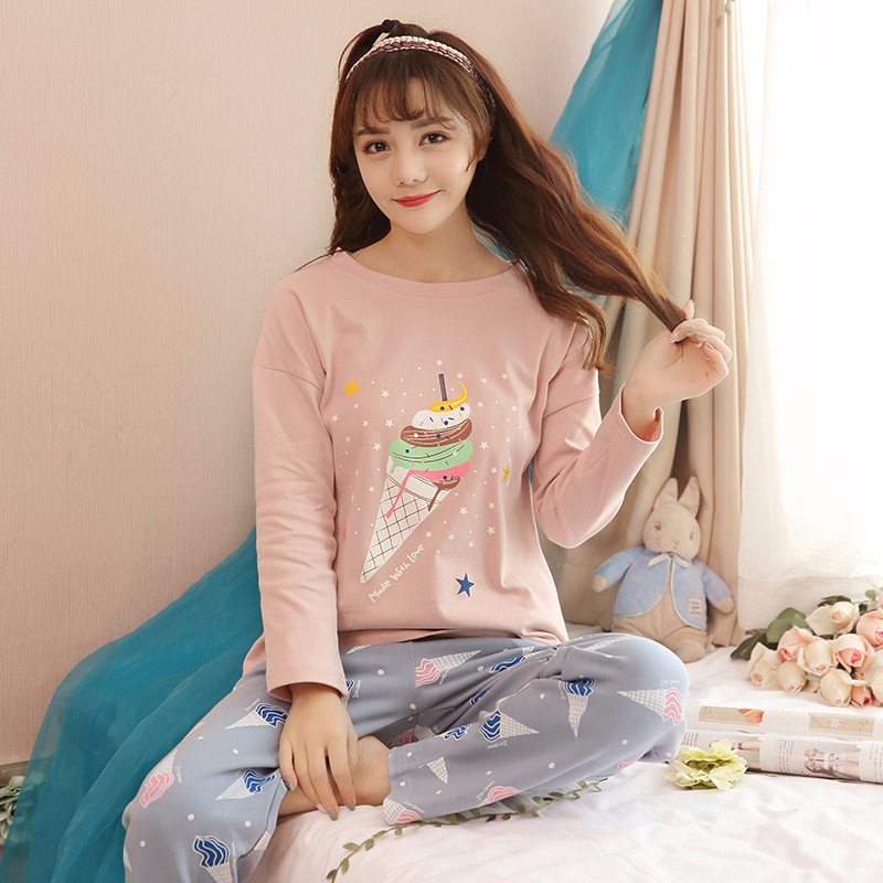 

2018 new Women pajamas set autumn ladies cute sleepwear woman's long sleeved household clothing set free shipping