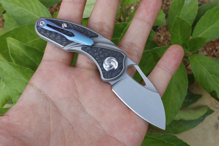 

New Small Flipper Folding Knife S35VN Satin Blade TC4 Titanium Alloy&Carbon Fiber Handle Ball Bearing EDC Pocket Folding Knives