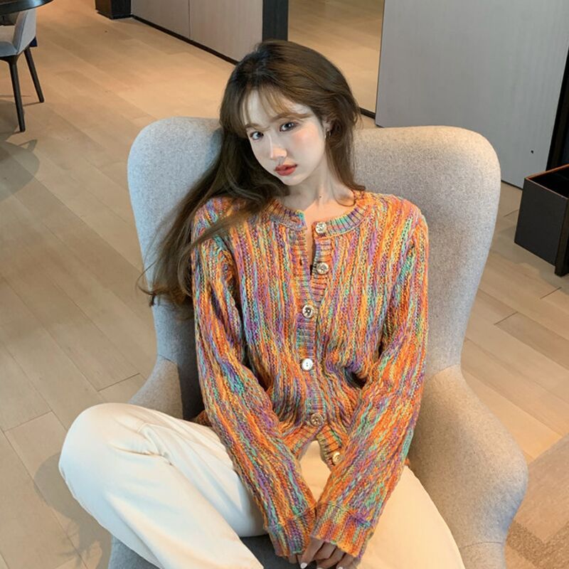 

New Spring Autumn Knitted Cardigans Fashion Brand Ulzzang Korean Style Clothes Women Sweater Moda Feminina Loose Ladies Tops, Multi