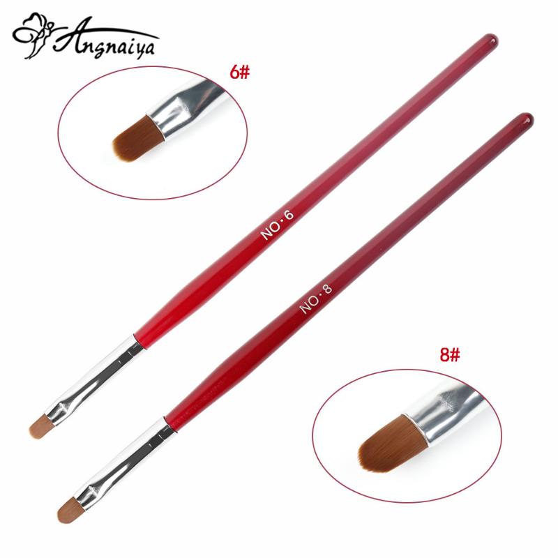 

ANGNYA 1Pcs UV Gel Polish Brush Painting Pen 6#8# Acrylic Drawing Brush for Nails Wood Handle Manicure Nail Art Tools