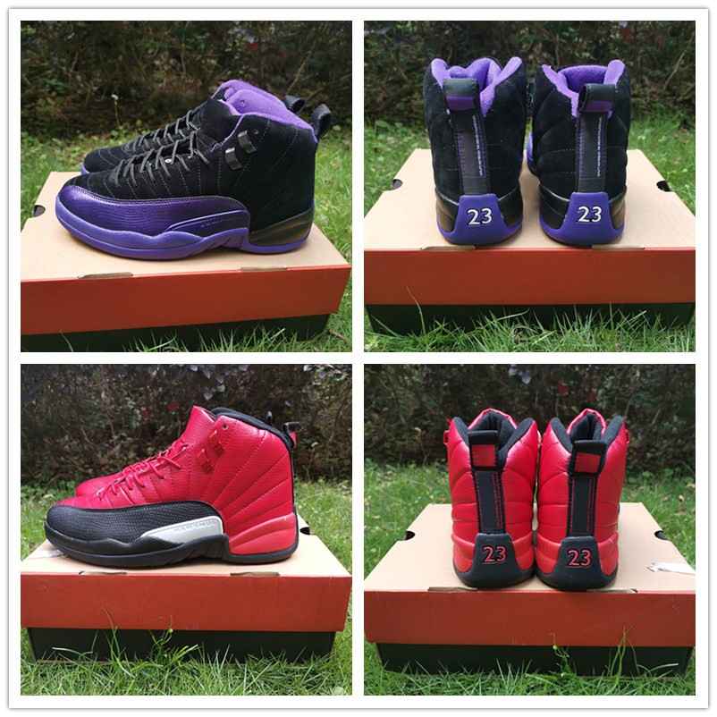 

Cheap men Basketball Shoes 12 XII Dark Concord Reverse Flu Game Sports Sneakers 12s Varsity Red Black Purple mens athletic trainer