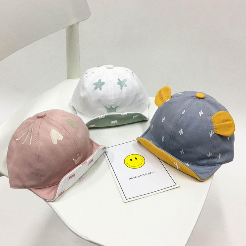 6-18 Months Baby Hat Spring Summer Cute Bear Ears Baby Cap Kids Children Boy Baseball Cap Hats Toddler Infant Snapback Sun Hat LogQJ