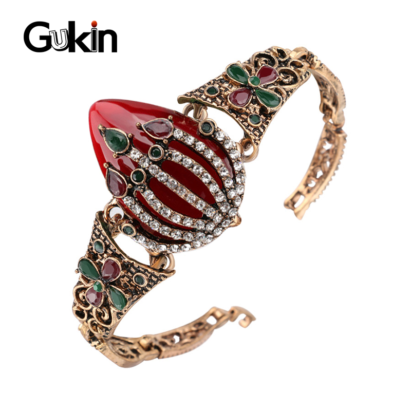 

Gukin Vintage Women's Bracelets Gold Color Mosaic White Crystal Boho Jewelry Bracelet Gift For A Women