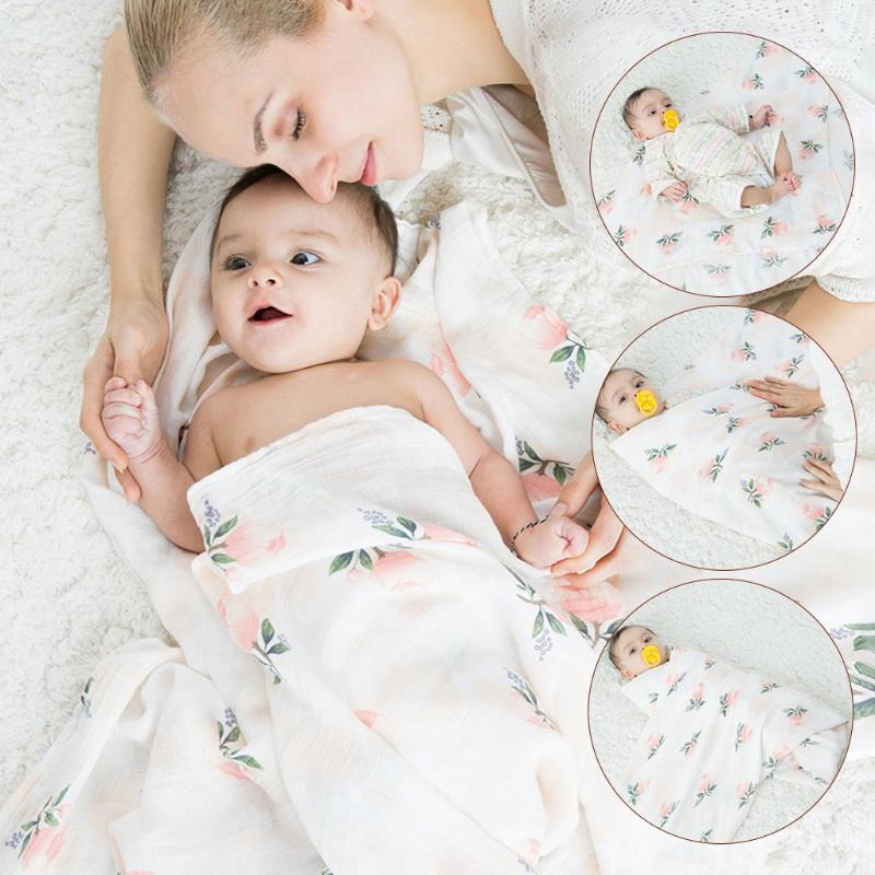 

Baby blanket For 0-3M New summer Newborn Double-layer Blanket Newborn Bamboo Cotton Gauze Printing Baby Swaddling Towel