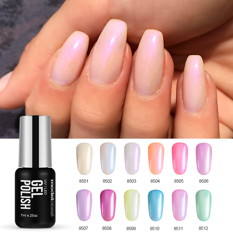

Modelones 7ML Pearl Nial Glue UV Led Long Lasting Nail Gel Polish Spring Color Series UV Nail Polish Need Base Top Coat Gel, 8502