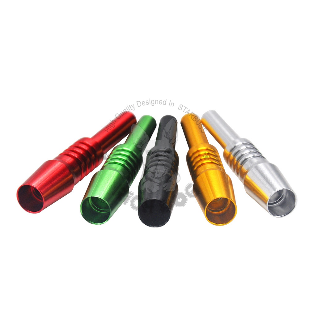 

Titanium Nails Style Cigarette Holder Aluminum One Hitter Pipes Metal Smoking Herb Pipe 70MM Metal Tobacco Pipes Cigarette Dugout Pipe