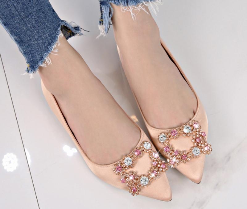 2019 water drill Women's shoes in Spring and Autumn with New style Silk and satin flat bottom and Coarse heel 5.5cm