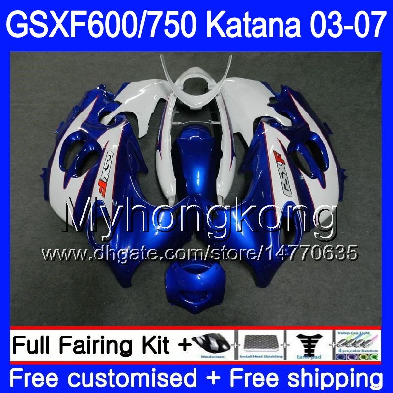 

GSXF-600 For SUZUKI KATANA GSXF 750 600 GSXF600 03 04 05 06 07 293HM.36 GSX 750F GSXF750 blue white glossy 2003 2004 2005 2006 2007 Fairing, No. 1