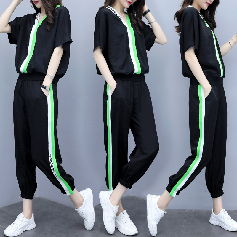 

Goddess Tracksuit For Women Leisure Women' Summer Suit Top&pants Set Casual Women' Tracksuits Two Piece Set Women Clothes 2020, Black
