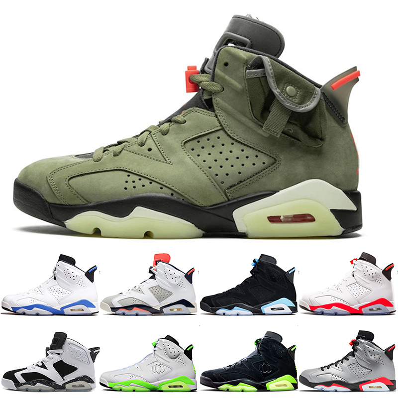 

2020 New Arrival Men Travis Scott 6 6S Basketball Shoes Mens Carmine Gatorade Green Tinker UNC Black Cat Jumpman Space Jam Sneakers US7-13, A10 sport blue