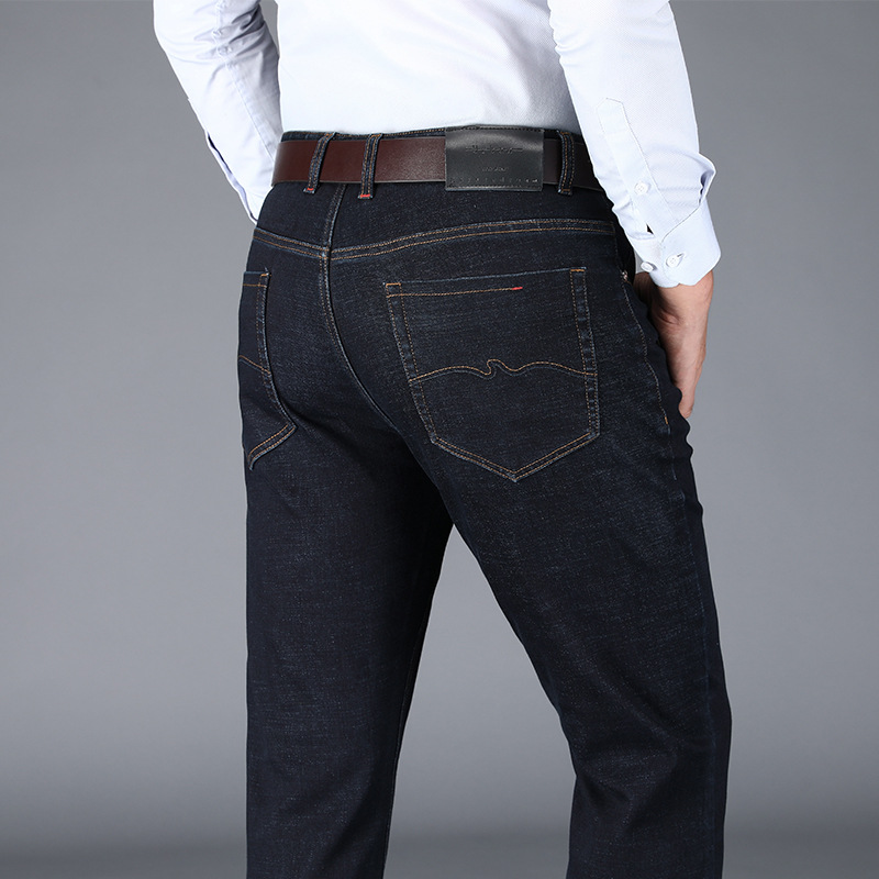 

Brand Jeans Men Business Casual Pants Straight Stretch Jeans for Men Thick Denim Trousers Male Black Oversize High Quality Pant