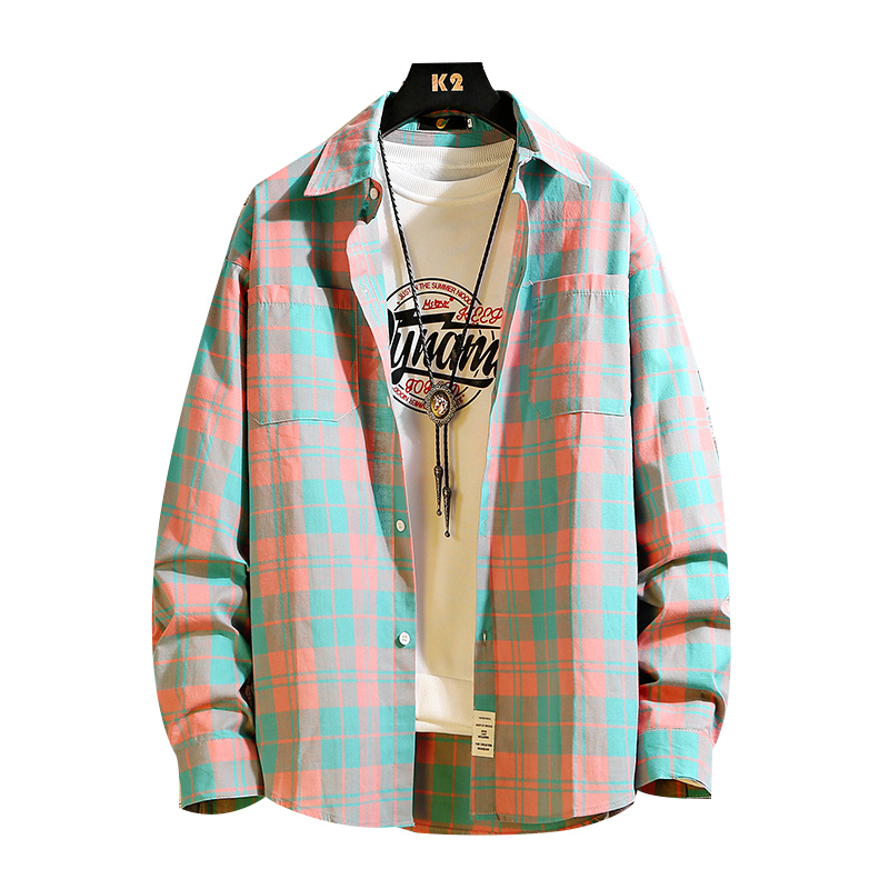 

Long Sleeve Plaid Shirt Men Casual Mens Shirts Korean Style Stylish Shirt Slim Men Autumn Shirts Original Brand Clothing II50CS, Blue