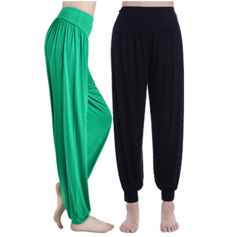 YYear Women Yoga Elastic Waist Bloomers Pure Color Martial Art Long Pants