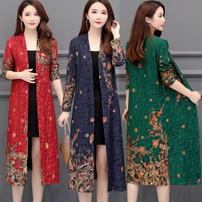 

Plus Size 5XL Green Cardigan Sweater Women Poncho 2019 Spring Autumn Vintage Floral Print Knitted Sweater Femme -5XL PZ2750