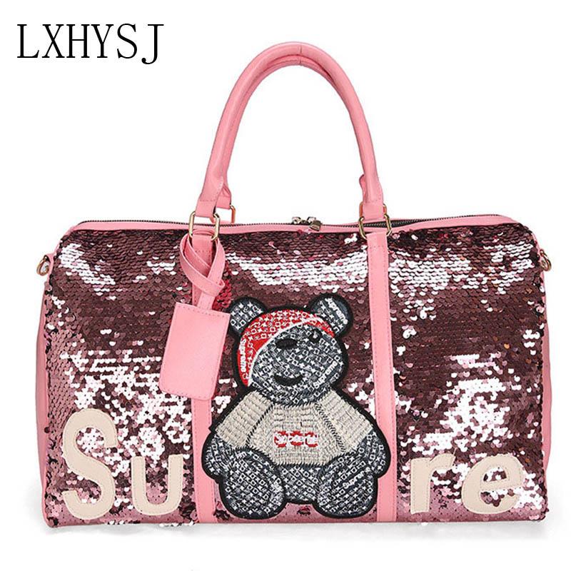 

Women's Travel Bag Large Capacity Duffle Bags Fashion Sequins Luggage Pack High Quality Handbag Multifunctional Weekend Package, B travel bag